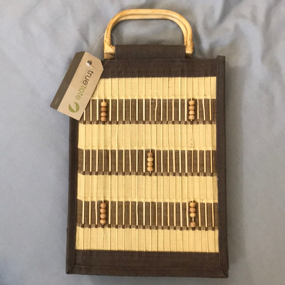 True Totes Burlap 2 wine bottle organizer bag